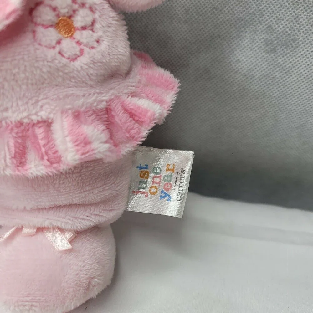 Carter’s Just One Year Pink Flower Blonde Hair Doll Dolly Rattle Lovey Flower